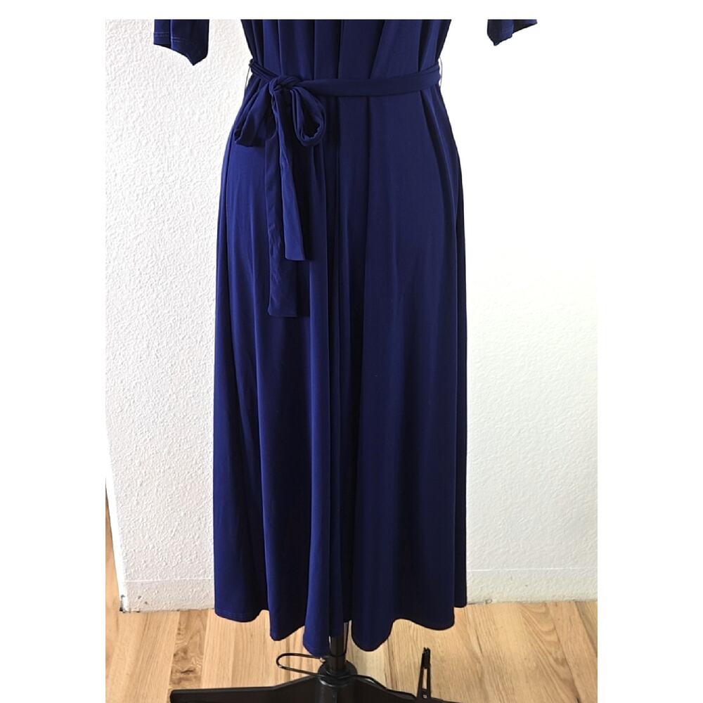 MSK V-Neck Midi Dress Navy Blue size Large - Picture 5 of 8